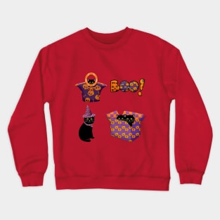 Halloween Cat In Box Crewneck Sweatshirt